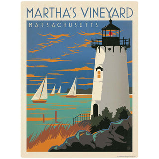 Marthas Vineyard Massachusetts Lighthouse Vinyl Sticker