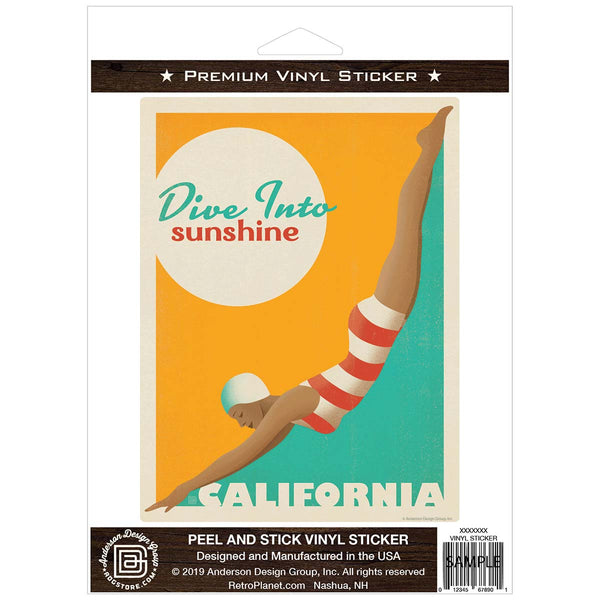 California Dive Into Sunshine Vinyl Sticker