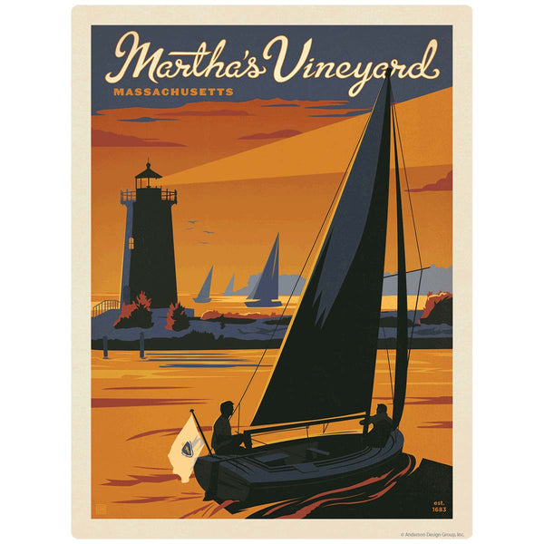 Marthas Vineyard Massachusetts Sailboat Vinyl Sticker