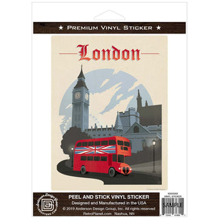 London England Double Decker Bus Vinyl Sticker