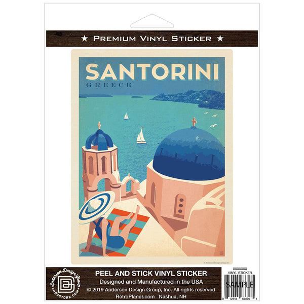 Santorini Greece Blue Domed Church Vinyl Sticker