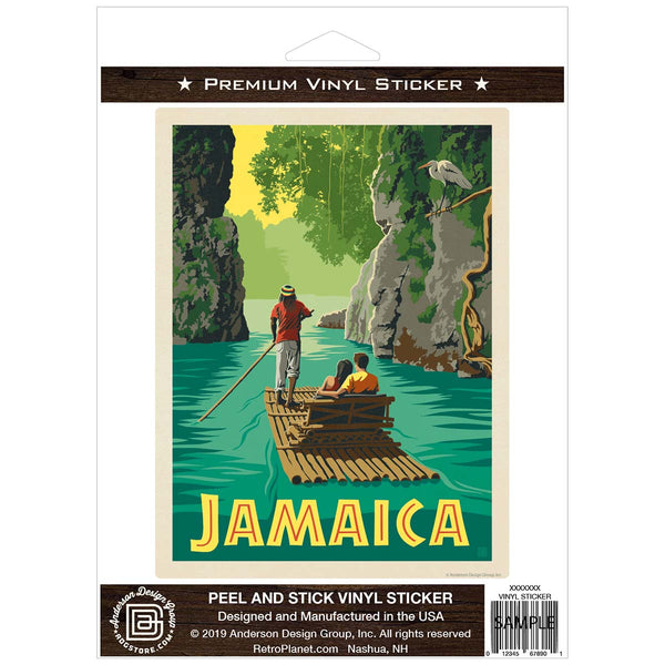 Jamaica Bamboo River Raft Vinyl Sticker