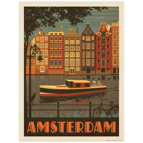 Amsterdam Netherlands Canal Boat Vinyl Sticker