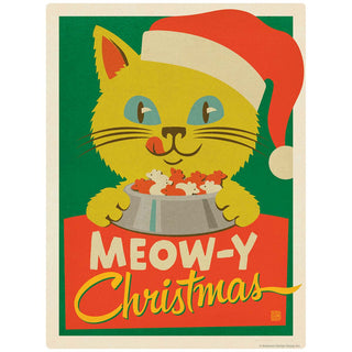 Meow-y Christmas Santa Cat Vinyl Sticker