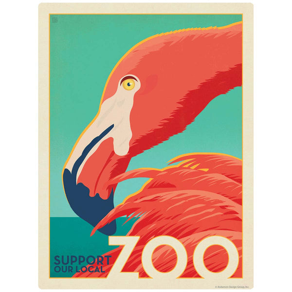 Flamingo Support Our Local Zoo Vinyl Sticker