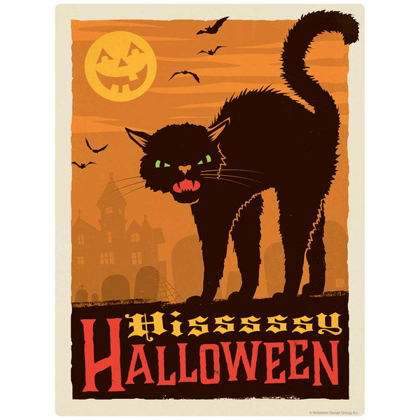 Hissy Halloween Black Cat Vinyl Sticker