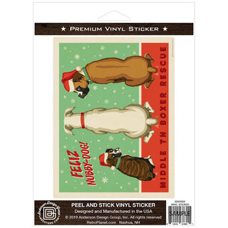 Middle TN Boxer Rescue Feliz Nubby-Dog Holiday Vinyl Sticker