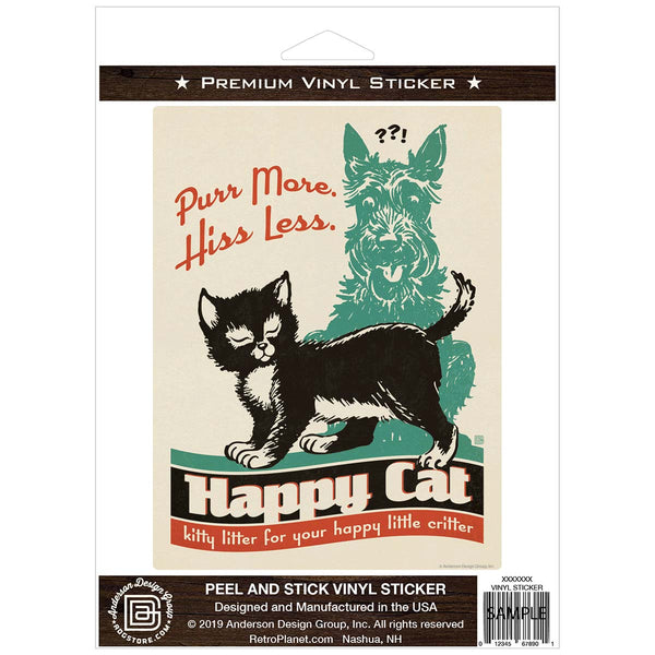 Happy Cat Kitty Litter Purr More Hiss Less Vinyl Sticker
