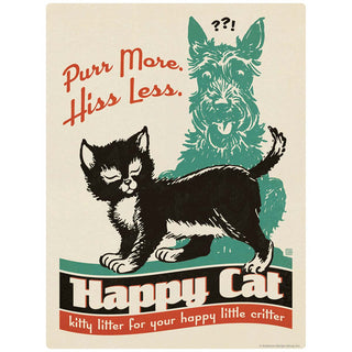 Happy Cat Kitty Litter Purr More Hiss Less Vinyl Sticker