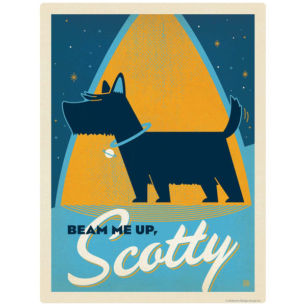 Beam Me Up Scotty Dog Vinyl Sticker