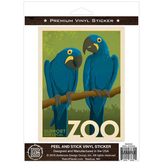 Blue Macaw Parrots Support Our Local Zoo Birds Vinyl Sticker