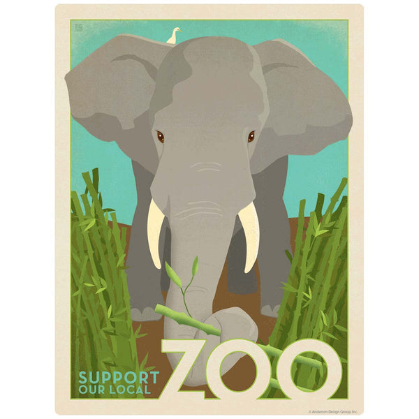 Elephant Support Our Local Zoo Vinyl Sticker