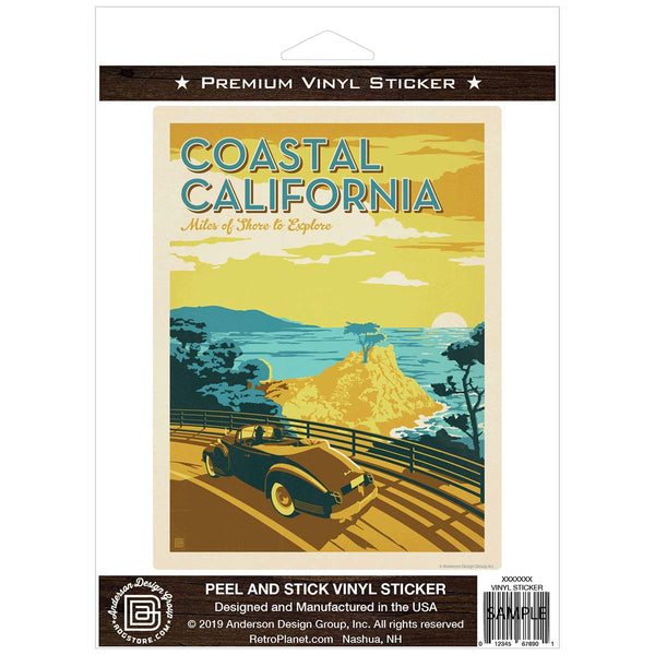 Coastal California Woodie Wagon Vinyl Sticker