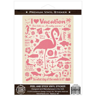 I Love Vacation Flamingo Vinyl Sticker