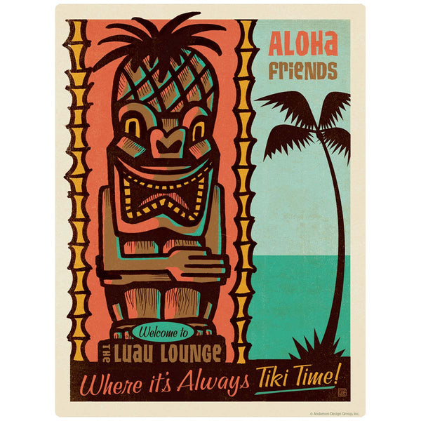Aloha Friends Tiki Time Lounge Vinyl Sticker