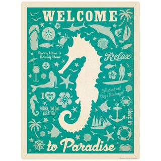 Welcome to Paradise Seahorse Vinyl Sticker