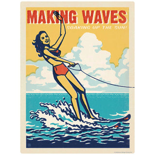 Water Ski Girl Making Waves Vinyl Sticker