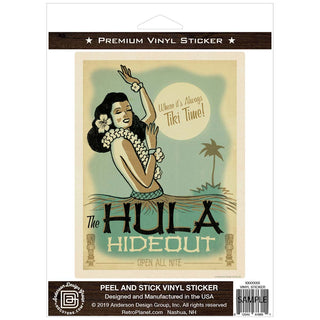 Hula Hideout Tiki Bar Hawaiian Vinyl Sticker