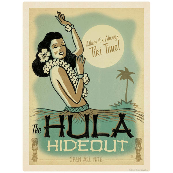 Hula Hideout Tiki Bar Hawaiian Vinyl Sticker
