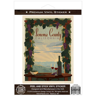 Sonoma County California Wine Vinyl Sticker