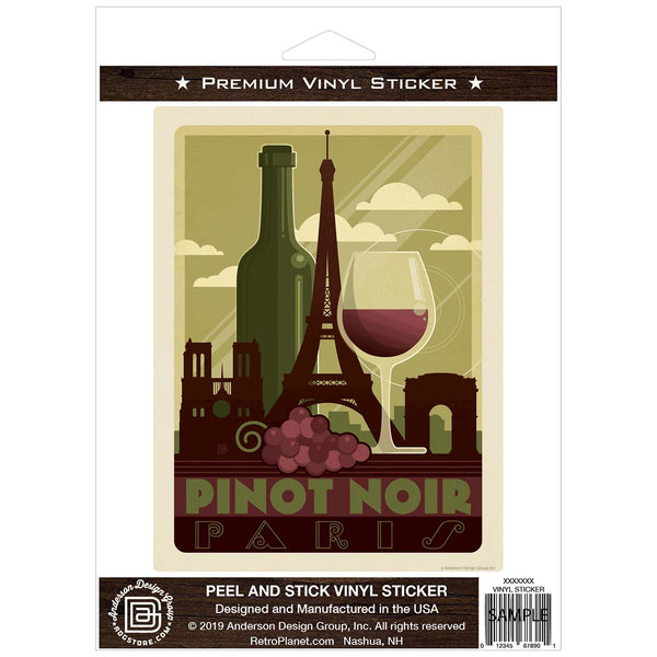Pinot Noir Paris France Eiffel Tower Vinyl Sticker