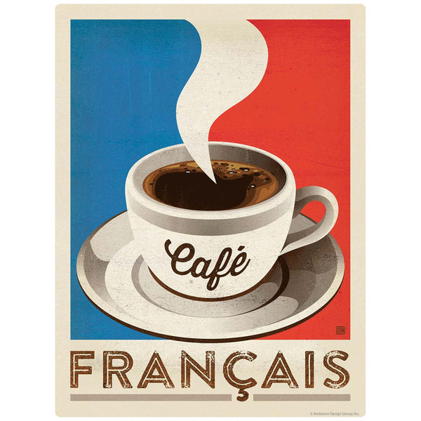Cafe Francais French Flag Coffee Vinyl Sticker