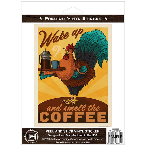 Smell the Coffee Rooster Vinyl Sticker