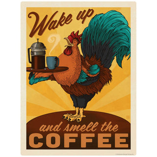 Smell the Coffee Rooster Vinyl Sticker