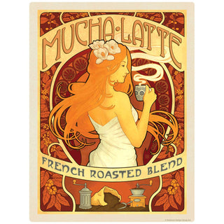 Mucha Latte French Roasted Coffee Vinyl Sticker