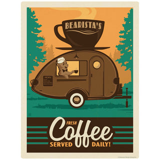 Bearistas Trailer Coffee Served Daily Vinyl Sticker