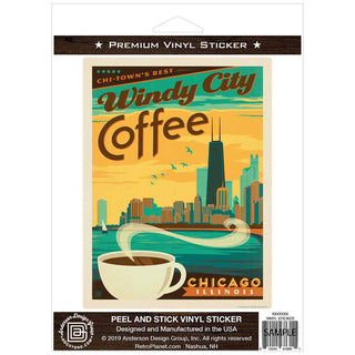 Windy City Coffee Chicago Illinois Vinyl Sticker