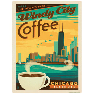 Windy City Coffee Chicago Illinois Vinyl Sticker