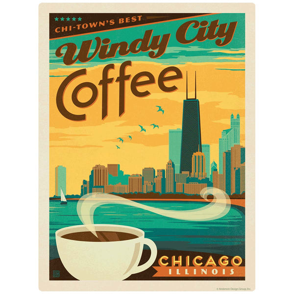 Windy City Coffee Chicago Illinois Vinyl Sticker