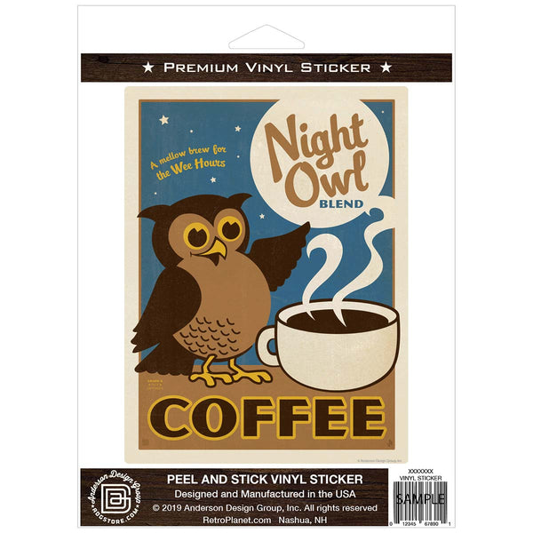 Night Owl Coffee Vinyl Sticker