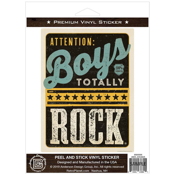 Attention Boys Totally Rock Vinyl Sticker