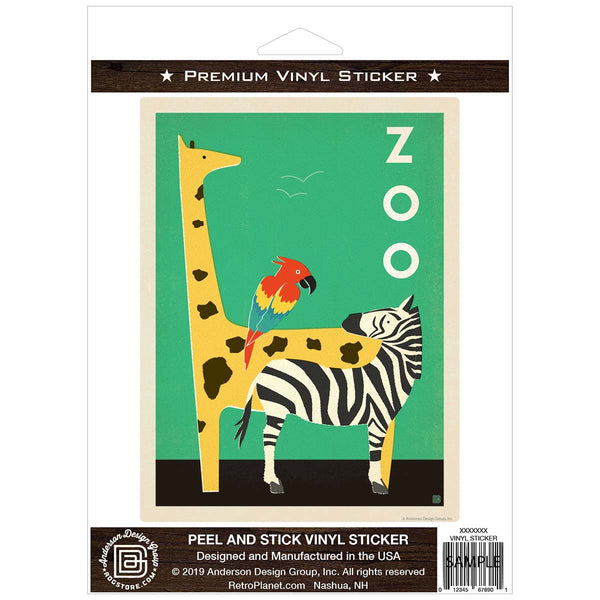Zoo Buddies Giraffe Zebra Parrot Vinyl Sticker