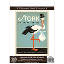 Stork Baby Delivery Service Vinyl Sticker Blue