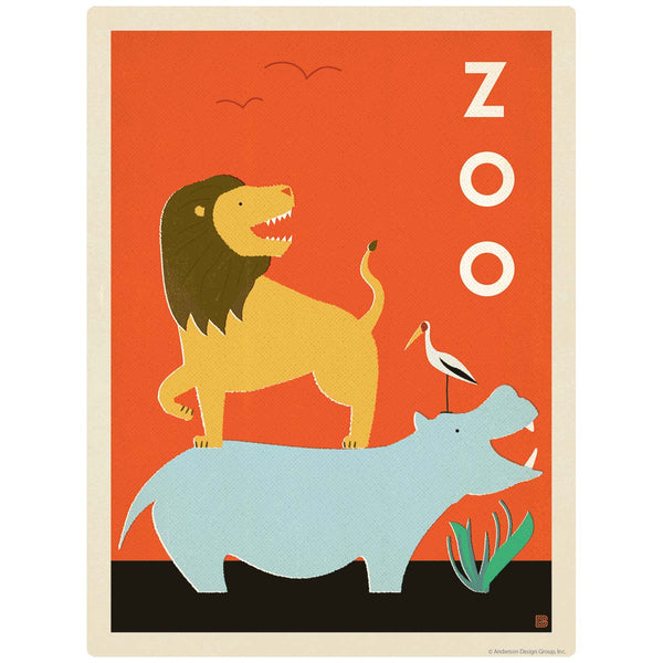 Zoo Buddies Lion Hippo Heron Vinyl Sticker