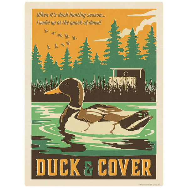 Duck And Cover Hunting Vinyl Sticker
