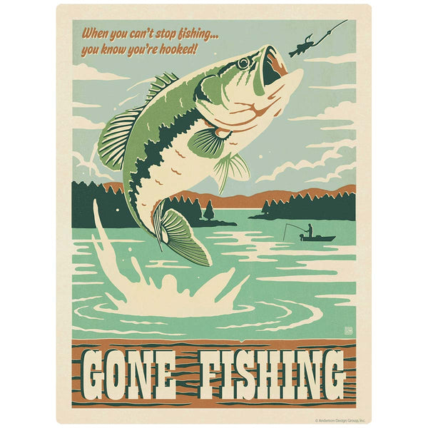 Gone Fishing Bass Vinyl Sticker
