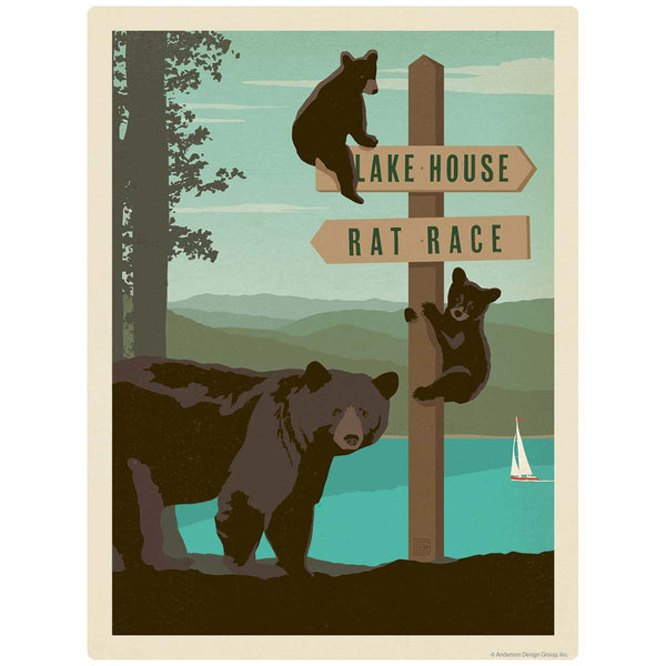 Lake House Rat Race Sign Post Vinyl Sticker