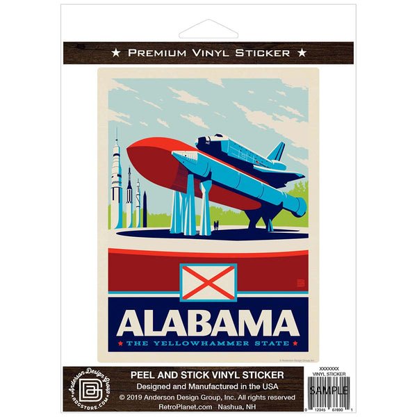 Alabama Yellowhammer State Space Shuttle Vinyl Sticker
