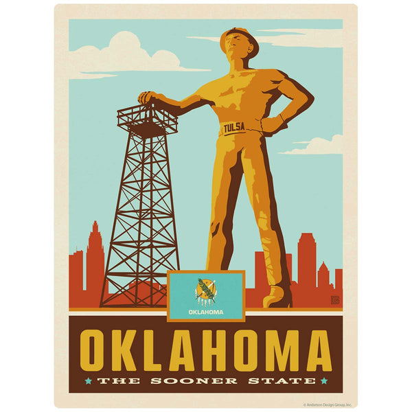 Oklahoma Sooner State Golden Driller Vinyl Sticker