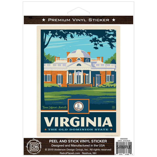 Virginia Old Dominion State Monticello Vinyl Sticker