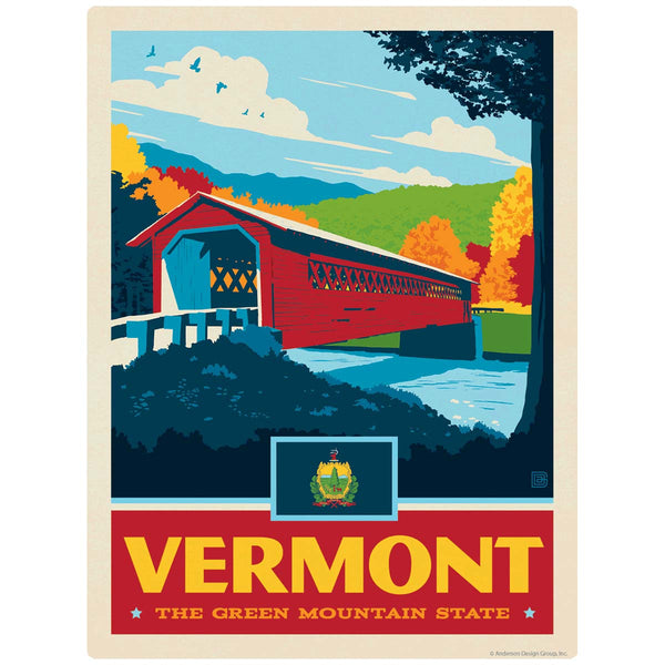 Vermont Green Mountain State Covered Bridge Vinyl Sticker