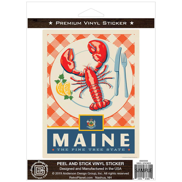 Maine Pine Tree State Lobster Vinyl Sticker