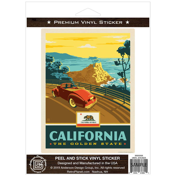 California Coast Golden State Vinyl Sticker