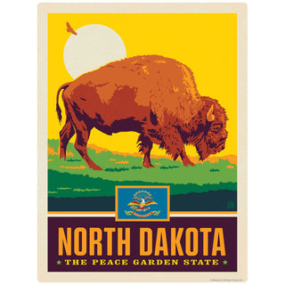 North Dakota Peace Garden State Buffalo Vinyl Sticker