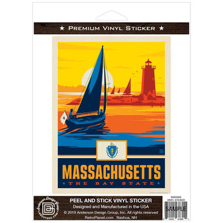 Massachusetts Bay State Lighthouse Vinyl Sticker