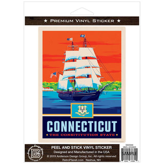 Connecticut Constitution State Clipper Ship Vinyl Sticker